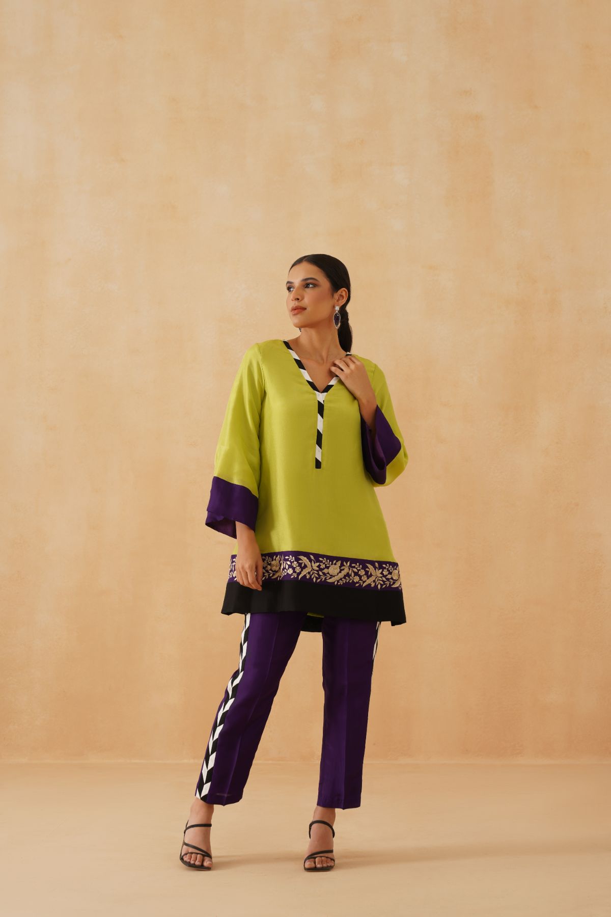 Green /purple Kurta Set