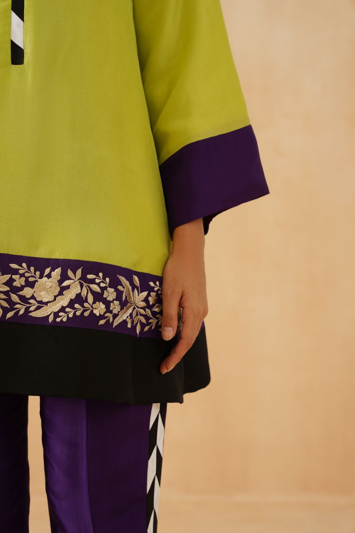 Green /purple Kurta Set