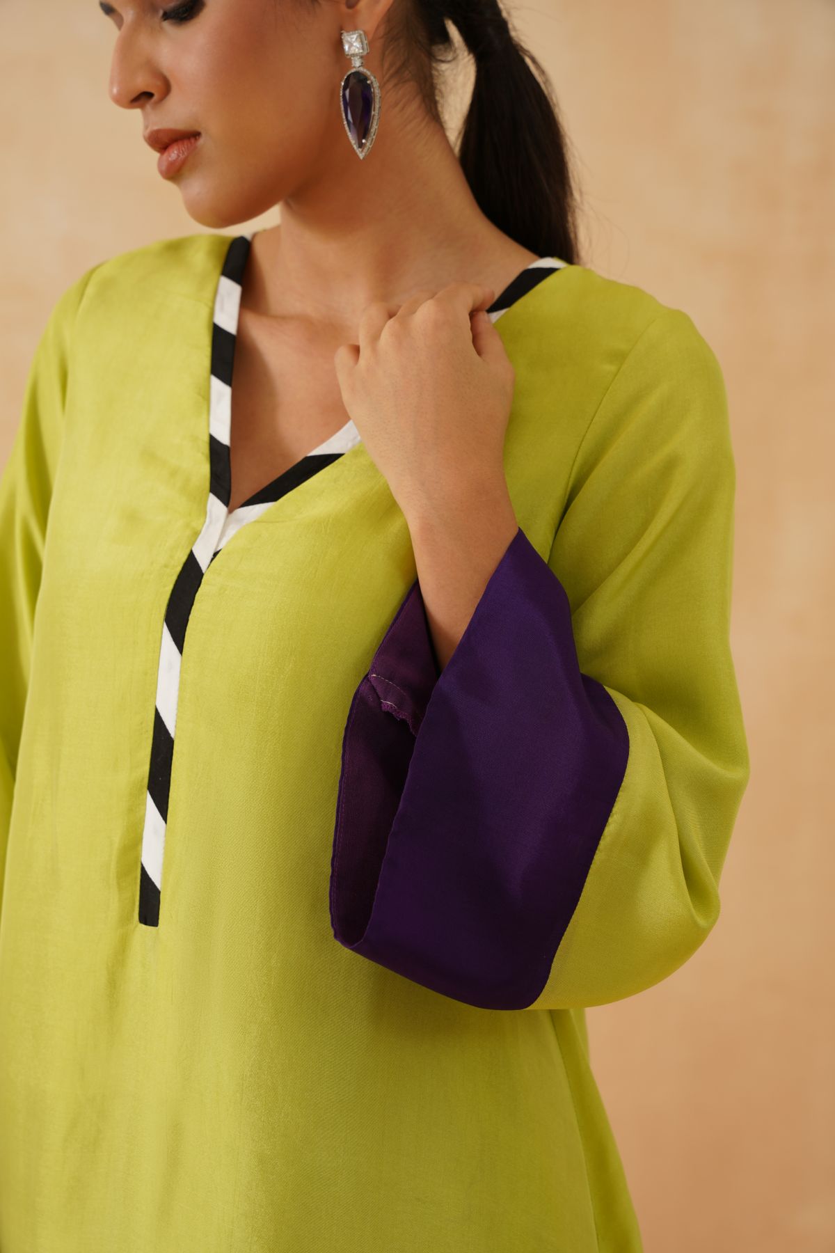 Green /purple Kurta Set