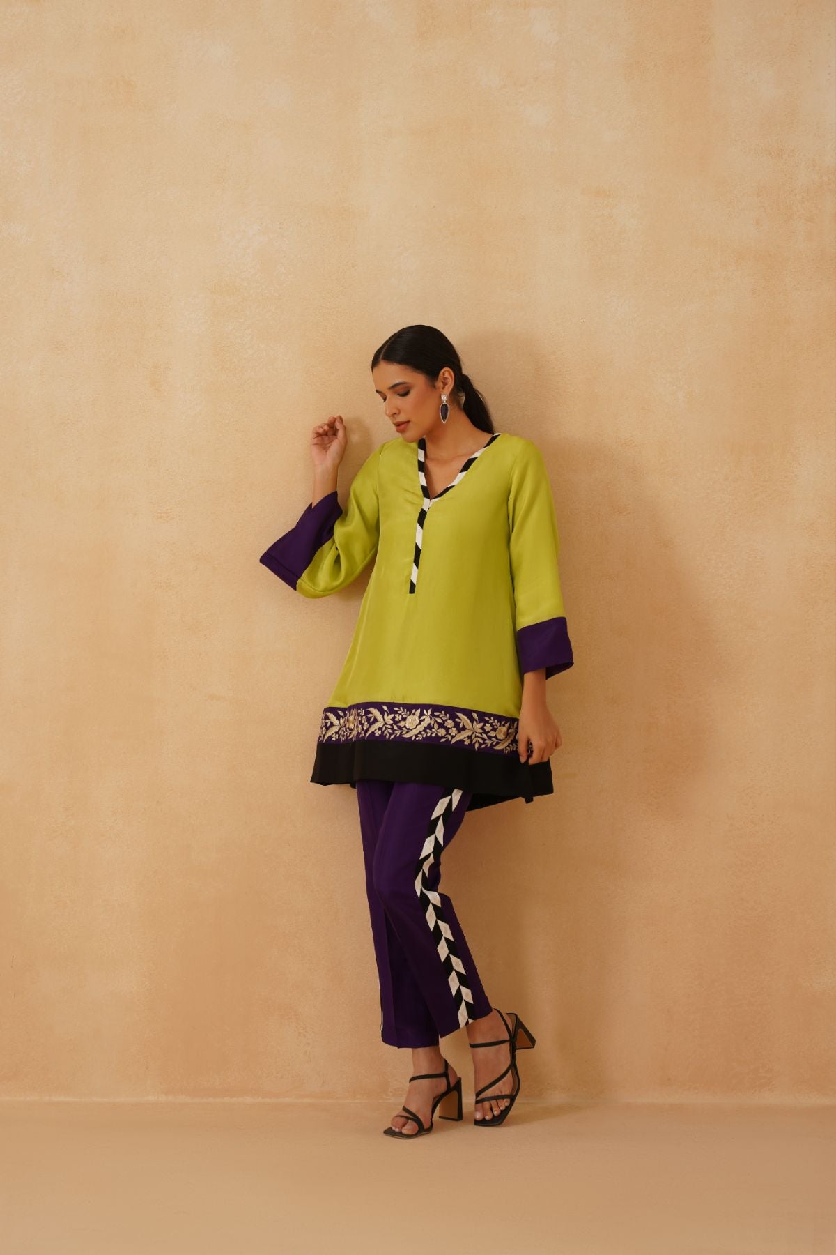 Green /purple Kurta Set