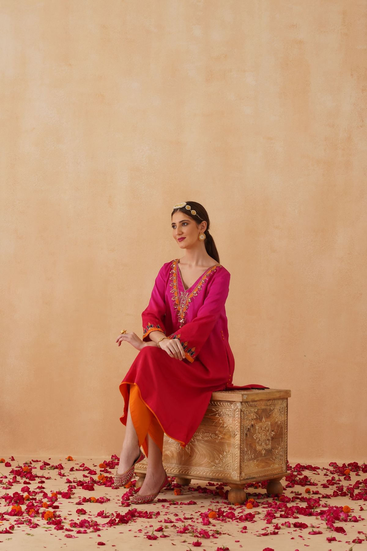 Pink Red  Ombre Kurta Set