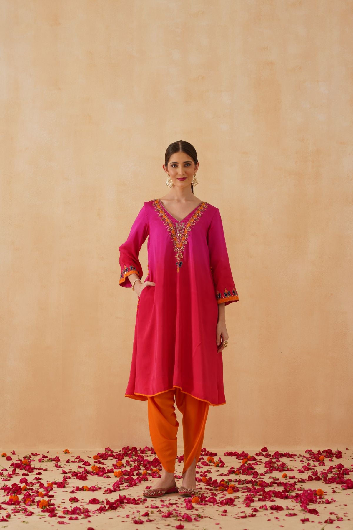 Pink Red  Ombre Kurta Set