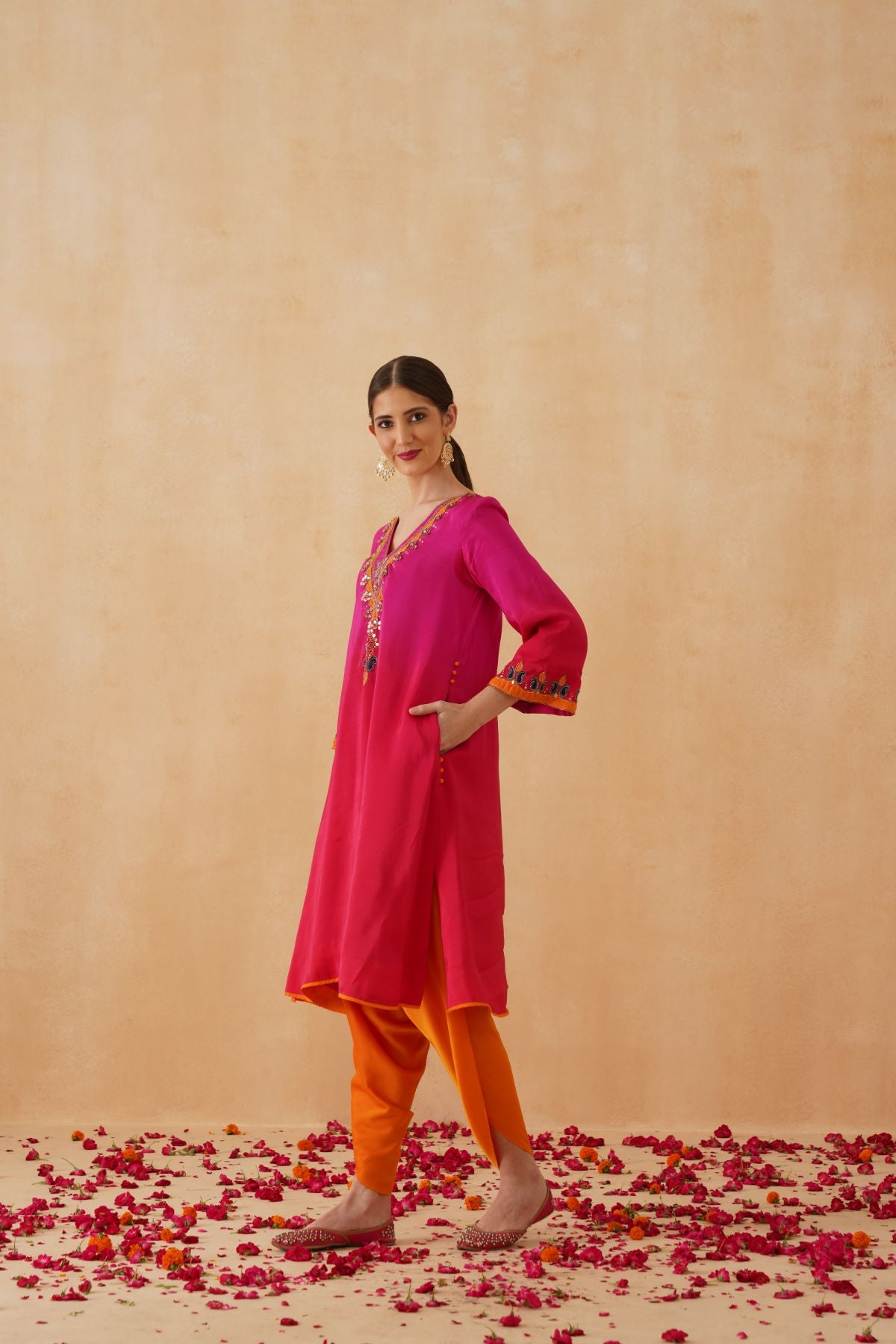 Pink Red  Ombre Kurta Set