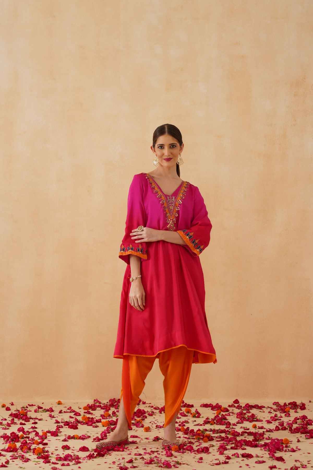 Pink Red  Ombre Kurta Set