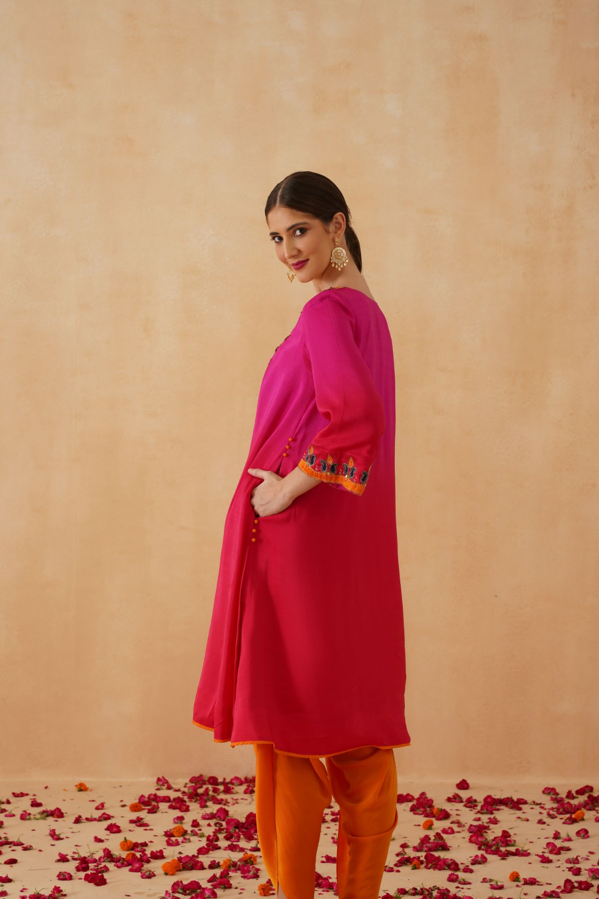 Pink Red  Ombre Kurta Set