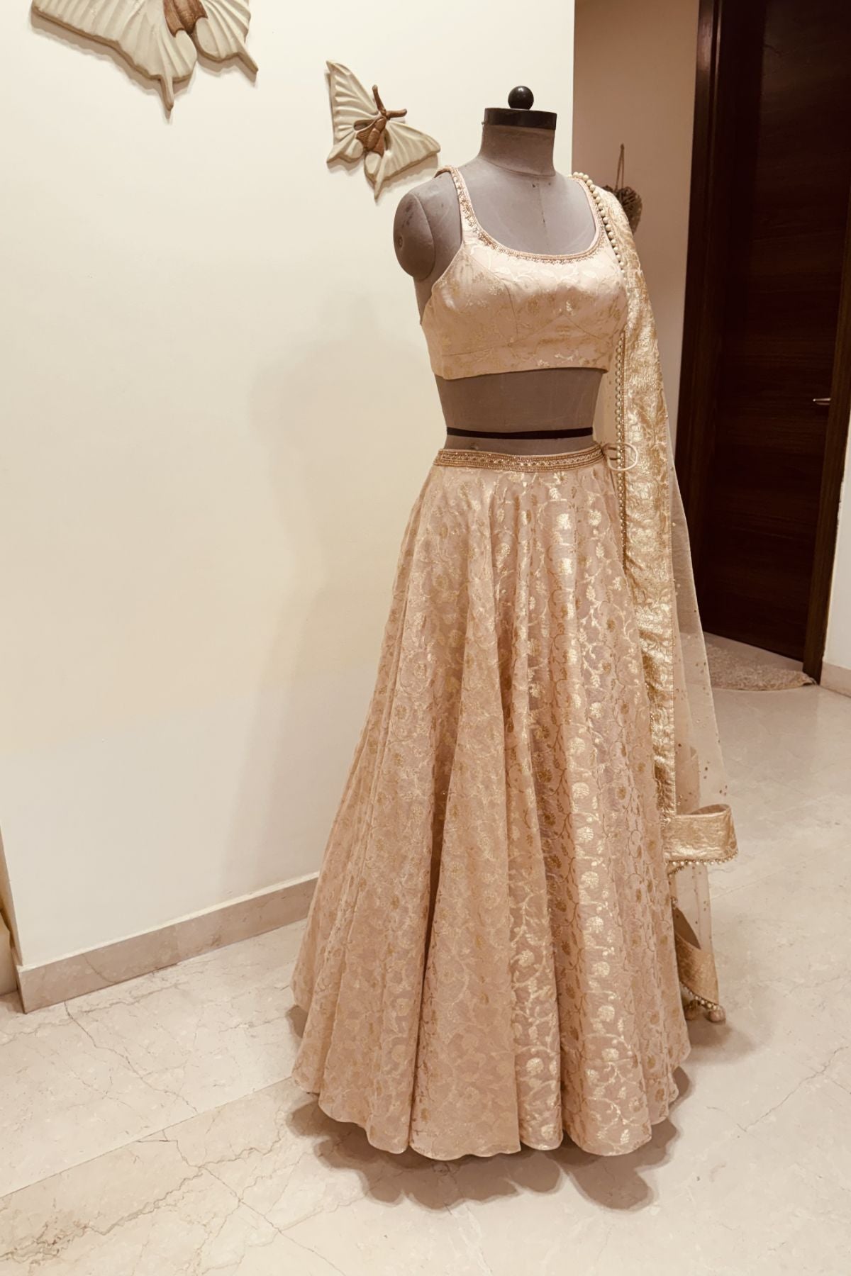 Peach Benarasi Brocade Lehenga