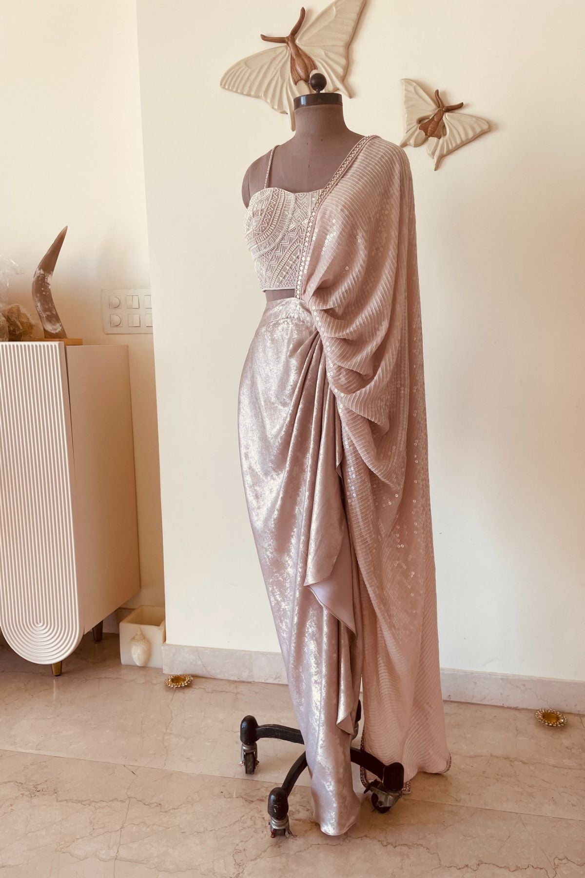 Champagne drape skirt