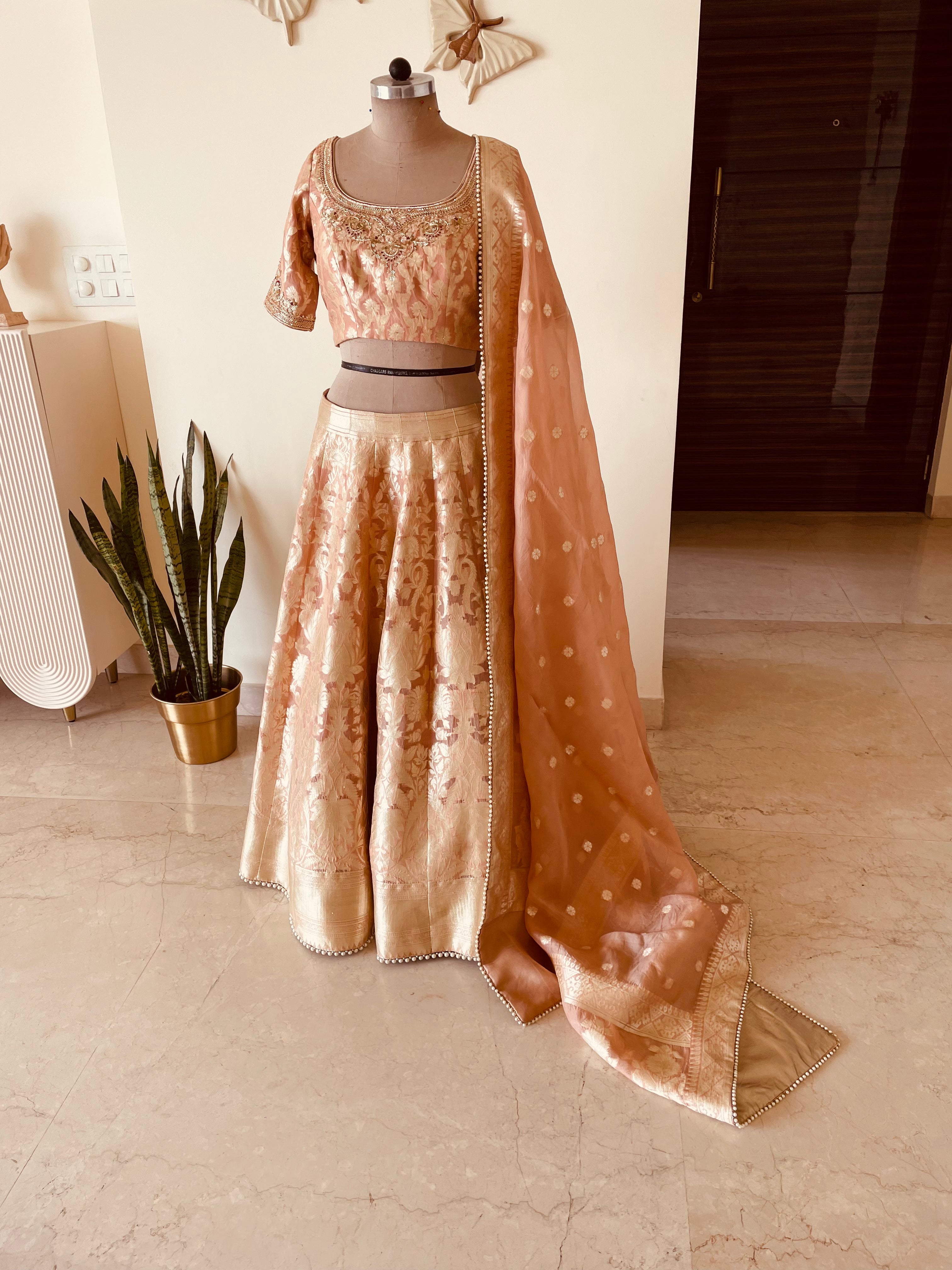 Organza Brocade Lehenga