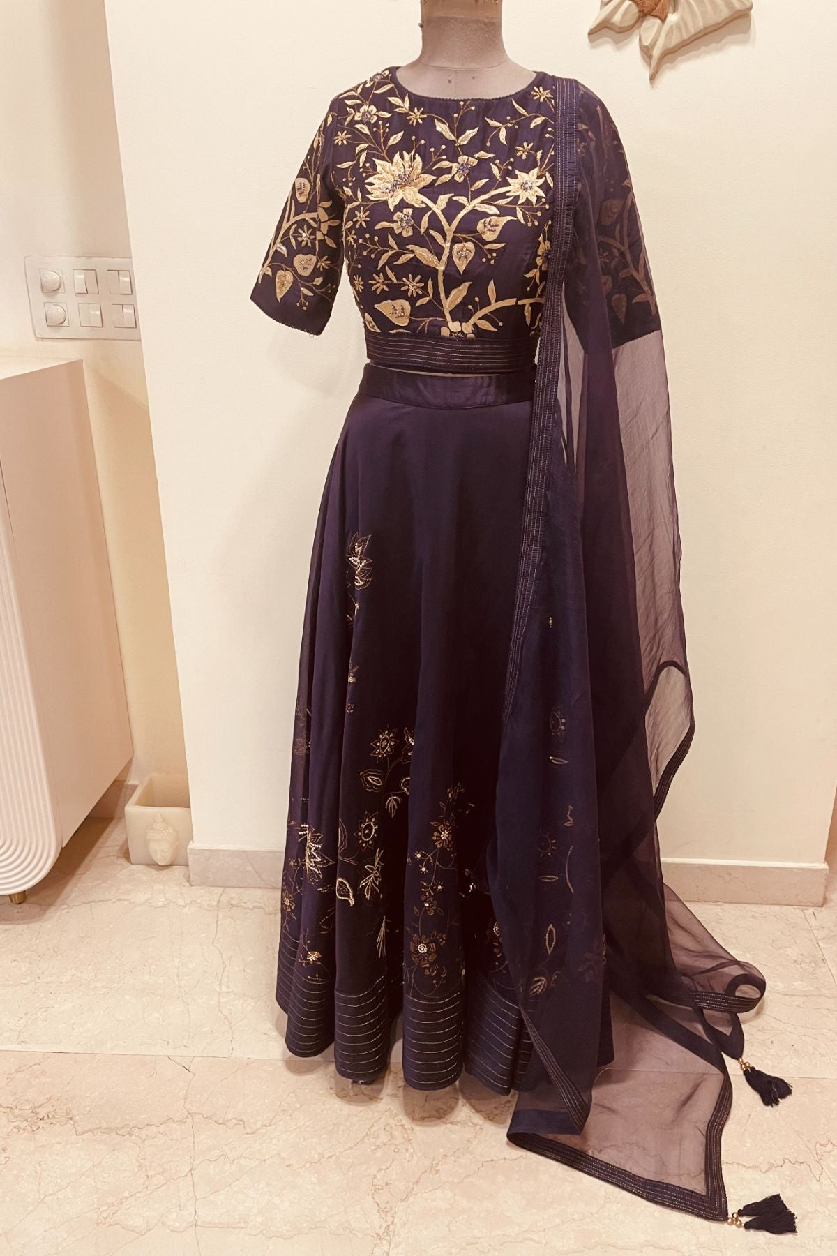 Purple Chanderi Lehenga